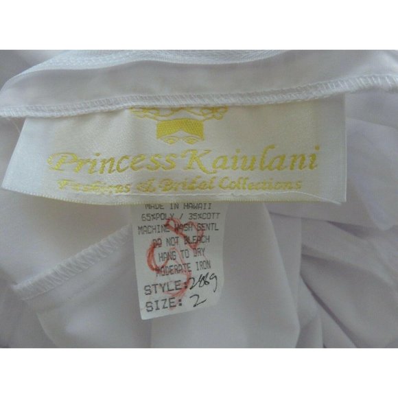 Vintage Princess Kaiulani Hawaiian Wedding Dress 2 Long White on White Floral - Picture 11 of 12